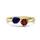 1 - Lysha 1.65 ctw Blue Sapphire Pear Shape (7x5 mm) & Red Garnet Cushion Shape (5.00 mm) Toi Et Moi Engagement Ring 