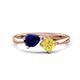 1 - Lysha 1.71 ctw Blue Sapphire Pear Shape (7x5 mm) & Lab Created Yellow Sapphire Cushion Shape (5.00 mm) Toi Et Moi Engagement Ring 