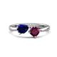 1 - Lysha 1.52 ctw Blue Sapphire Pear Shape (7x5 mm) & Rhodolite Garnet Cushion Shape (5.00 mm) Toi Et Moi Engagement Ring 