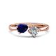 1 - Lysha 1.40 ctw Blue Sapphire Pear Shape (7x5 mm) & Lab Grown Diamond Cushion Shape (5.00 mm) Toi Et Moi Engagement Ring 