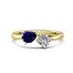 1 - Lysha 1.40 ctw Blue Sapphire Pear Shape (7x5 mm) & Natural Diamond Cushion Shape (5.00 mm) Toi Et Moi Engagement Ring 