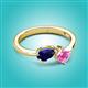 2 - Lysha 1.71 ctw Blue Sapphire Pear Shape (7x5 mm) & Lab Created Pink Sapphire Cushion Shape (5.00 mm) Toi Et Moi Engagement Ring 