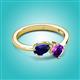 2 - Lysha 1.40 ctw Blue Sapphire Pear Shape (7x5 mm) & Amethyst Cushion Shape (5.00 mm) Toi Et Moi Engagement Ring 