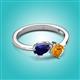 2 - Lysha 1.40 ctw Blue Sapphire Pear Shape (7x5 mm) & Citrine Cushion Shape (5.00 mm) Toi Et Moi Engagement Ring 