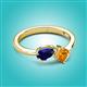 2 - Lysha 1.40 ctw Blue Sapphire Pear Shape (7x5 mm) & Citrine Cushion Shape (5.00 mm) Toi Et Moi Engagement Ring 
