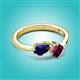 2 - Lysha 1.52 ctw Blue Sapphire Pear Shape (7x5 mm) & Rhodolite Garnet Cushion Shape (5.00 mm) Toi Et Moi Engagement Ring 