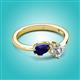 2 - Lysha 1.40 ctw Blue Sapphire Pear Shape (7x5 mm) & Natural Diamond Cushion Shape (5.00 mm) Toi Et Moi Engagement Ring 