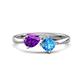 1 - Lysha 1.40 ctw Amethyst Pear Shape (7x5 mm) & Blue Topaz Cushion Shape (5.00 mm) Toi Et Moi Engagement Ring 