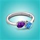 2 - Lysha 1.40 ctw Amethyst Pear Shape (7x5 mm) & Blue Topaz Cushion Shape (5.00 mm) Toi Et Moi Engagement Ring 