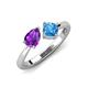 3 - Lysha 1.40 ctw Amethyst Pear Shape (7x5 mm) & Blue Topaz Cushion Shape (5.00 mm) Toi Et Moi Engagement Ring 