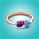 2 - Lysha 1.40 ctw Amethyst Pear Shape (7x5 mm) & Blue Topaz Cushion Shape (5.00 mm) Toi Et Moi Engagement Ring 