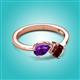 2 - Lysha 1.40 ctw Amethyst Pear Shape (7x5 mm) & Red Garnet Cushion Shape (5.00 mm) Toi Et Moi Engagement Ring 
