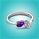 2 - Lysha 1.15 ctw Amethyst Pear Shape (7x5 mm) & Lab Grown Diamond Cushion Shape (5.00 mm) Toi Et Moi Engagement Ring 