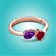 2 - Lysha 1.46 ctw Amethyst Pear Shape (7x5 mm) & Lab Created Ruby Cushion Shape (5.00 mm) Toi Et Moi Engagement Ring 