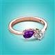 2 - Lysha 1.15 ctw Amethyst Pear Shape (7x5 mm) & Natural Diamond Cushion Shape (5.00 mm) Toi Et Moi Engagement Ring 