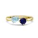 1 - Lysha 1.41 ctw Aquamarine Pear Shape (7x5 mm) & Lab Created Blue Sapphire Cushion Shape (5.00 mm) Toi Et Moi Engagement Ring 