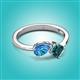 2 - Lysha 1.60 ctw Blue Topaz Pear Shape (7x5 mm) & London Blue Topaz Cushion Shape (5.00 mm) Toi Et Moi Engagement Ring 