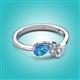 2 - Lysha 1.42 ctw Blue Topaz Pear Shape (7x5 mm) & Moissanite Cushion Shape (5.00 mm) Toi Et Moi Engagement Ring 