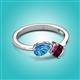 2 - Lysha 1.47 ctw Blue Topaz Pear Shape (7x5 mm) & Rhodolite Garnet Cushion Shape (5.00 mm) Toi Et Moi Engagement Ring 