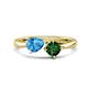 1 - Lysha 1.40 ctw Blue Topaz Pear Shape (7x5 mm) & Lab Created Emerald Cushion Shape (5.00 mm) Toi Et Moi Engagement Ring 