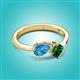 2 - Lysha 1.40 ctw Blue Topaz Pear Shape (7x5 mm) & Lab Created Emerald Cushion Shape (5.00 mm) Toi Et Moi Engagement Ring 