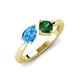 3 - Lysha 1.40 ctw Blue Topaz Pear Shape (7x5 mm) & Lab Created Emerald Cushion Shape (5.00 mm) Toi Et Moi Engagement Ring 