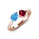 3 - Lysha 1.66 ctw Blue Topaz Pear Shape (7x5 mm) & Lab Created Ruby Cushion Shape (5.00 mm) Toi Et Moi Engagement Ring 