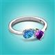 2 - Lysha 1.35 ctw Blue Topaz Pear Shape (7x5 mm) & Lab Amethyst Cushion Shape (5.00 mm) Toi Et Moi Engagement Ring 