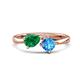 1 - Lysha 1.55 ctw Emerald Pear Shape (7x5 mm) & Blue Topaz Cushion Shape (5.00 mm) Toi Et Moi Engagement Ring 