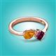 2 - Lysha 1.27 ctw Citrine Pear Shape (7x5 mm) & Rhodolite Garnet Cushion Shape (5.00 mm) Toi Et Moi Engagement Ring 