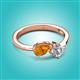 2 - Lysha 1.15 ctw Citrine Pear Shape (7x5 mm) & Lab Grown Diamond Cushion Shape (5.00 mm) Toi Et Moi Engagement Ring 