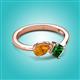 2 - Lysha 1.20 ctw Citrine Pear Shape (7x5 mm) & Lab Created Emerald Cushion Shape (5.00 mm) Toi Et Moi Engagement Ring 