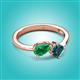 2 - Lysha 1.55 ctw Emerald Pear Shape (7x5 mm) & London Blue Topaz Cushion Shape (5.00 mm) Toi Et Moi Engagement Ring 