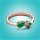 2 - Lysha 1.61 ctw Emerald Pear Shape (7x5 mm) & Lab Created Alexandrite Cushion Shape (5.00 mm) Toi Et Moi Engagement Ring 