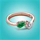 2 - Lysha 1.37 ctw Emerald Pear Shape (7x5 mm) & Moissanite Cushion Shape (5.00 mm) Toi Et Moi Engagement Ring 