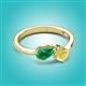 2 - Lysha 1.61 ctw Emerald Pear Shape (7x5 mm) & Lab Created Yellow Sapphire Cushion Shape (5.00 mm) Toi Et Moi Engagement Ring 