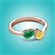2 - Lysha 1.61 ctw Emerald Pear Shape (7x5 mm) & Lab Created Yellow Sapphire Cushion Shape (5.00 mm) Toi Et Moi Engagement Ring 