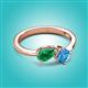 2 - Lysha 1.55 ctw Emerald Pear Shape (7x5 mm) & Blue Topaz Cushion Shape (5.00 mm) Toi Et Moi Engagement Ring 