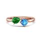 1 - Lysha 1.55 ctw Green Garnet Pear Shape (7x5 mm) & Blue Topaz Cushion Shape (5.00 mm) Toi Et Moi Engagement Ring 