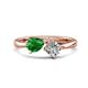 1 - Lysha 1.37 ctw Green Garnet Pear Shape (7x5 mm) & Moissanite Cushion Shape (5.00 mm) Toi Et Moi Engagement Ring 