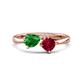 1 - Lysha 1.61 ctw Green Garnet Pear Shape (7x5 mm) & Lab Created Ruby Cushion Shape (5.00 mm) Toi Et Moi Engagement Ring 