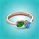 2 - Lysha 1.55 ctw Green Garnet Pear Shape (7x5 mm) & Blue Topaz Cushion Shape (5.00 mm) Toi Et Moi Engagement Ring 