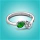 2 - Lysha 1.30 ctw Green Garnet Pear Shape (7x5 mm) & Lab Grown Diamond Cushion Shape (5.00 mm) Toi Et Moi Engagement Ring 
