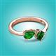 2 - Lysha 1.35 ctw Green Garnet Pear Shape (7x5 mm) & Lab Created Emerald Cushion Shape (5.00 mm) Toi Et Moi Engagement Ring 