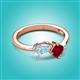 2 - Lysha 1.41 ctw Aquamarine Pear Shape (7x5 mm) & Lab Created Ruby Cushion Shape (5.00 mm) Toi Et Moi Engagement Ring 