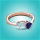 2 - Lysha 1.41 ctw Aquamarine Pear Shape (7x5 mm) & Lab Created Blue Sapphire Cushion Shape (5.00 mm) Toi Et Moi Engagement Ring 