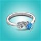 2 - Lysha 1.50 ctw IGI Certified Lab Grown Diamond Pear Shape (7x5 mm) & Blue Topaz Cushion Shape (5.00 mm) Toi Et Moi Engagement Ring 
