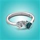 2 - Lysha 1.50 ctw IGI Certified Lab Grown Diamond Pear Shape (7x5 mm) & London Blue Topaz Cushion Shape (5.00 mm) Toi Et Moi Engagement Ring 