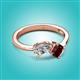 2 - Lysha 1.50 ctw IGI Certified Lab Grown Diamond Pear Shape (7x5 mm) & Red Garnet Cushion Shape (5.00 mm) Toi Et Moi Engagement Ring 