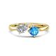 1 - Lysha 1.50 ctw IGI Certified Lab Grown Diamond Pear Shape (7x5 mm) & Blue Topaz Cushion Shape (5.00 mm) Toi Et Moi Engagement Ring 